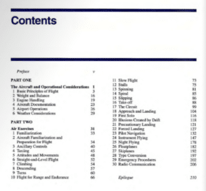 Contents Page of the Flight Training Manual